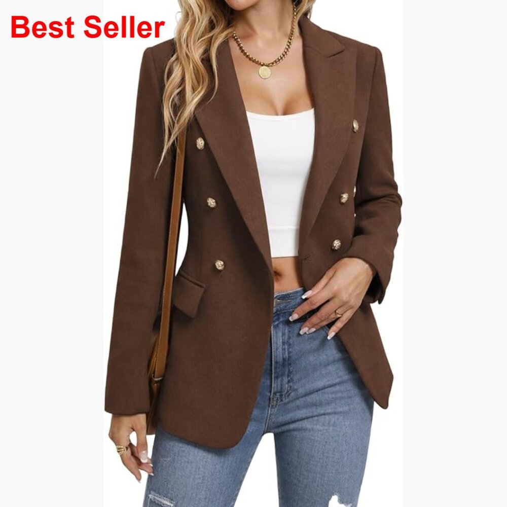 Wool Blend Tweed Plaid Blazer Fully Lined Business Casual Jacket